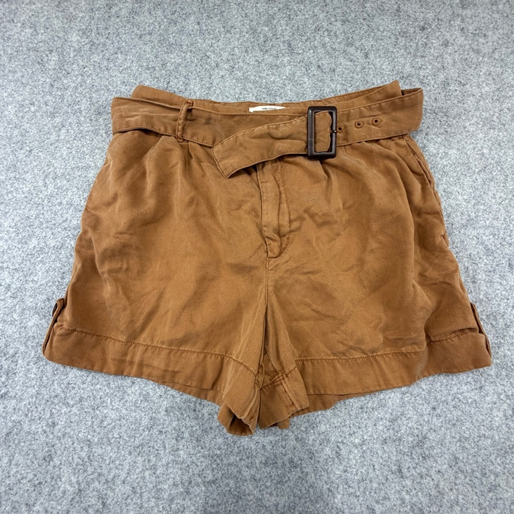 Nicole Miller New York Brown Lyocell Belted Utility Shorts Womens Size 6